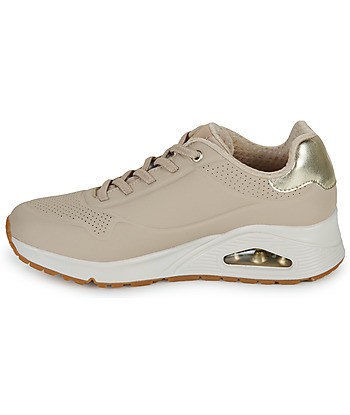Baskets basses femmes Skechers UNO - SHIMMER AWAY Beige