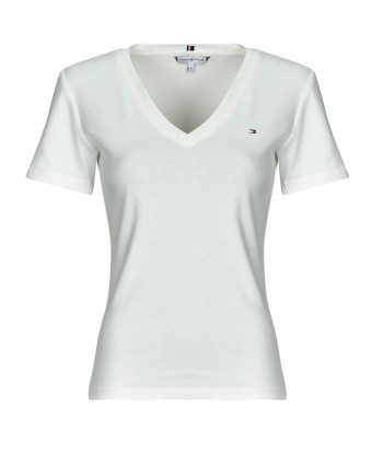 T-shirt femmes Tommy Hilfiger NEW SLIM CODY V-NK SS Blanc