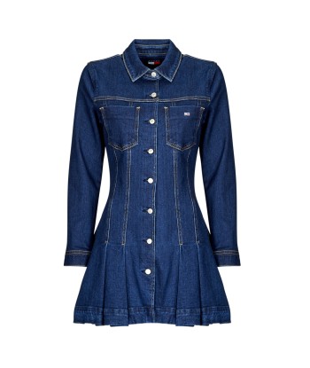 Robe courte femmes Tommy Jeans DENIM PLEATED TRUCKER DRESS Marine