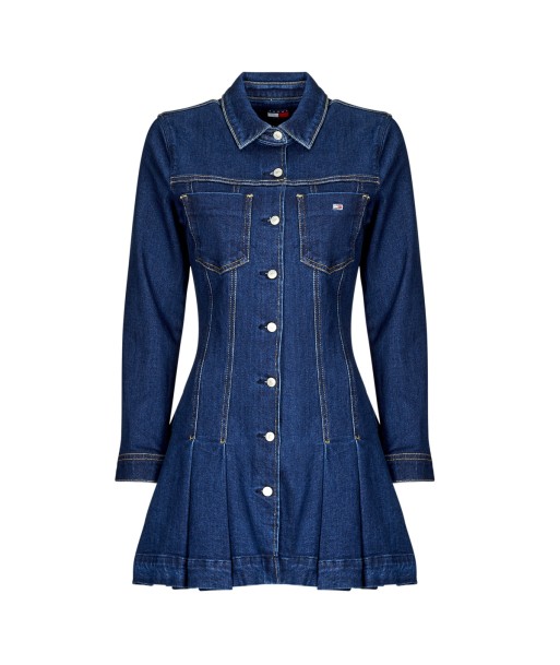 Robe courte femmes Tommy Jeans DENIM PLEATED TRUCKER DRESS Marine