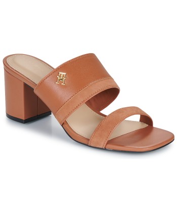 Sandales femmes Tommy Hilfiger LEATHER  SUEDE BLOCK HEEL MULE Marron
