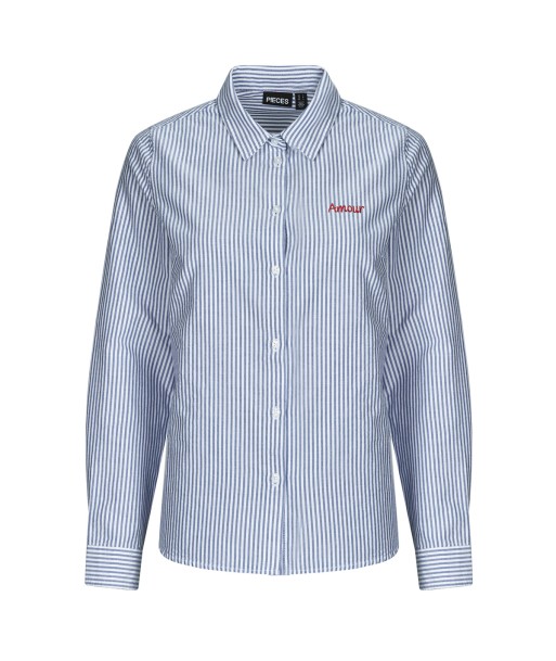 Chemise femmes Pieces PCIRENE LS SHIRT Bleu