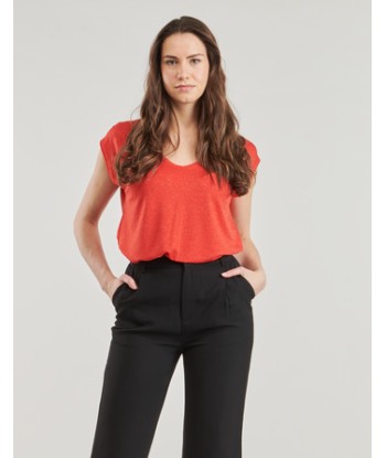 T-shirt femmes Pieces PCBILLO TEE LUREX STRIPES Rouge