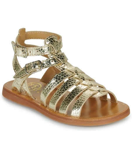 Sandales enfant filles Pom d'Api PLAGETTE GLADIATOR Doré
