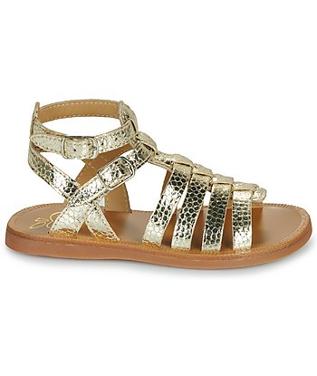 Sandales enfant filles Pom d'Api PLAGETTE GLADIATOR Doré