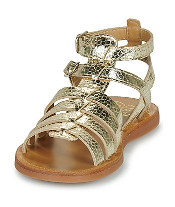Sandales enfant filles Pom d'Api PLAGETTE GLADIATOR Doré