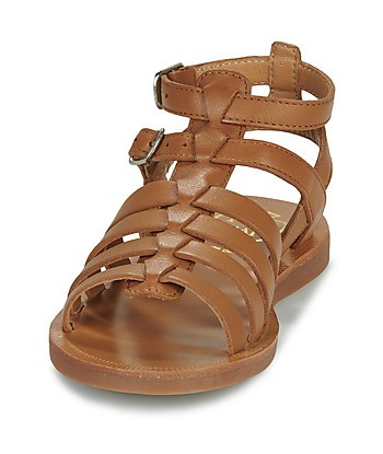 Sandales enfant filles Pom d'Api PLAGETTE GLADIATOR Marron