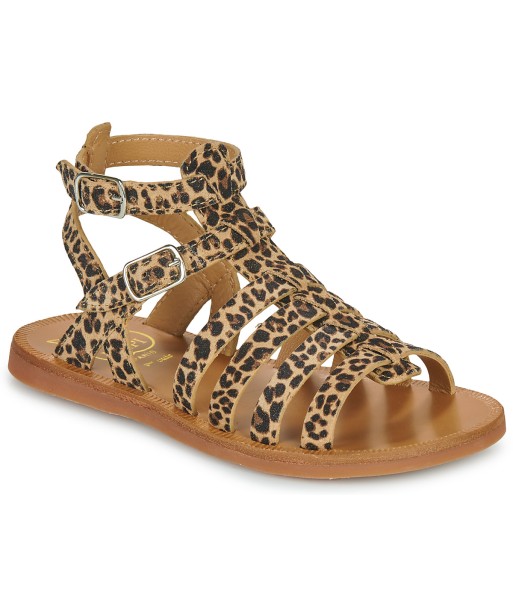 Sandales enfant filles Pom d'Api PLAGETTE GLADIATOR Marron