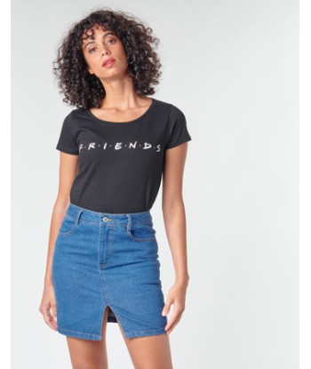 T-shirt femmes Yurban FRIENDS LOGO Noir