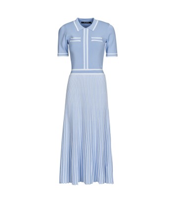 Robe femmes Karl Lagerfeld PLEATED KNIT DRESS Bleu