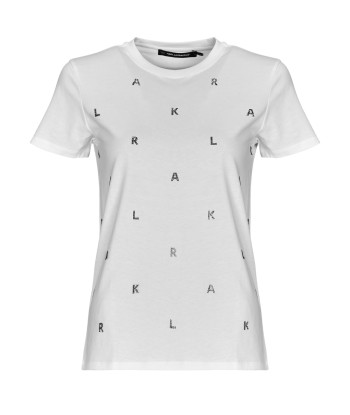 T-shirt femmes Karl Lagerfeld RHINESTONE KARL T-SHIRT Blanc