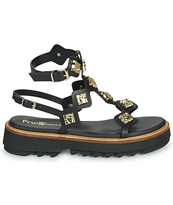 Sandales femmes Fru.it 9169-100-HELGA-NERO-TEXANO-NERO Noir