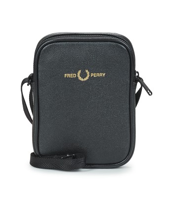 Sacoche hommes Fred Perry SCOTCHGRAIN LEATHER SIDE BAG Noir