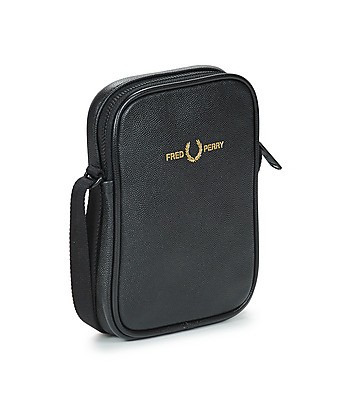 Sacoche hommes Fred Perry SCOTCHGRAIN LEATHER SIDE BAG Noir