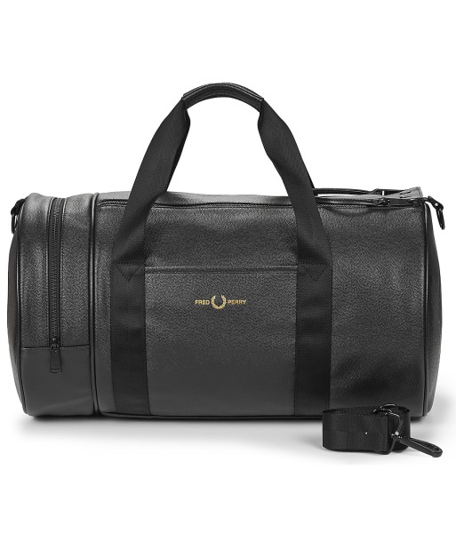 Sac de sport femmes Fred Perry SCOTCHGRAIN LEATHER BARREL BAG Noir