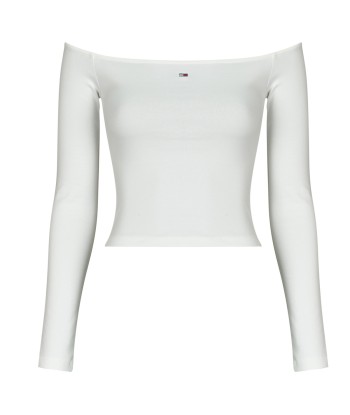 T-shirt femmes Tommy Jeans TJW SLIM ESSENTIAL BOAT NECK LS Blanc
