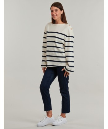 T-shirt femmes Tommy Hilfiger LWK GOLD BUTTON BOAT-NK LS TEE Blanc