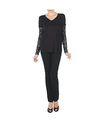 T-shirt femmes Manoush TSHIRT ML INDIAN BASIC Noir