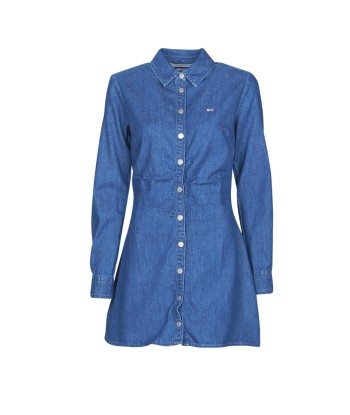 Robe courte femmes Tommy Jeans TJW DENIM RUCHE DRESS Bleu