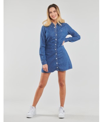 Robe courte femmes Tommy Jeans TJW DENIM RUCHE DRESS Bleu
