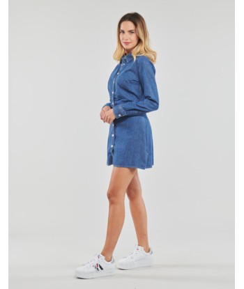 Robe courte femmes Tommy Jeans TJW DENIM RUCHE DRESS Bleu