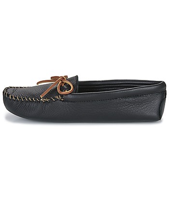 Mocassins hommes Minnetonka DOUBLE DEERSKIN SOFTSOLE Noir