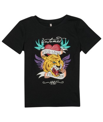 T-shirt enfant filles Only KOGALICE-REG-S/S-BURNING-TOP-BOX-JRS Noir