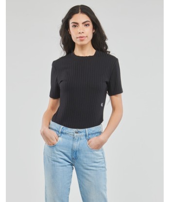 T-shirt femmes Calvin Klein Jeans RIB SHORT SLEEVE TEE Noir