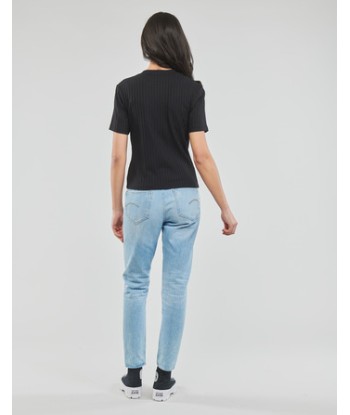 T-shirt femmes Calvin Klein Jeans RIB SHORT SLEEVE TEE Noir