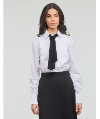Chemise femmes Karl Lagerfeld BIB SHIRT W/ MONOGRAM NECKTIE Blanc