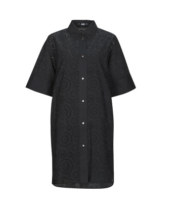 Robe courte femmes Karl Lagerfeld BRODERIE ANGLAISE SHIRTDRESS Noir