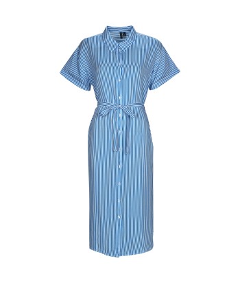 Robe femmes Vero Moda VMBUMPY SS CALF SHIRT DRESS NOOS Bleu