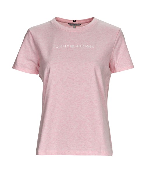 T-shirt femmes Tommy Hilfiger REG FROSTED CORP LOGO C-NK SS Rose