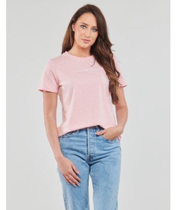 T-shirt femmes Tommy Hilfiger REG FROSTED CORP LOGO C-NK SS Rose