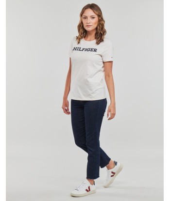 T-shirt femmes Tommy Hilfiger REG MONOTYPE EMB C-NK SS Blanc