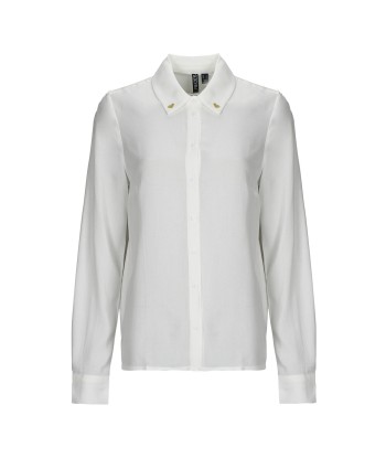 Chemise femmes Pieces PCELINA EMB LS SHIRT KAC FC Blanc