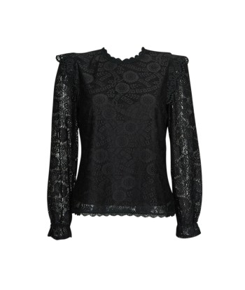 Chemise femmes Pieces PCOLLINE LS LACE TOP NOOS BC Noir