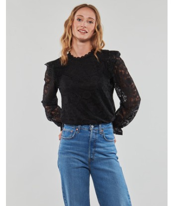 Chemise femmes Pieces PCOLLINE LS LACE TOP NOOS BC Noir