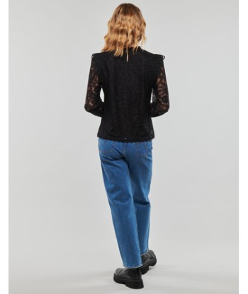 Chemise femmes Pieces PCOLLINE LS LACE TOP NOOS BC Noir