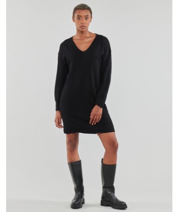Robe courte femmes Pieces PCJULIANA LS V-NECK KNIT DRESS NOOS BC Noir