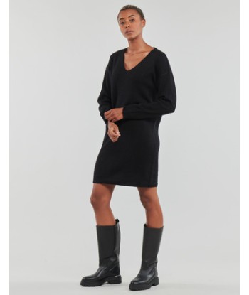 Robe courte femmes Pieces PCJULIANA LS V-NECK KNIT DRESS NOOS BC Noir