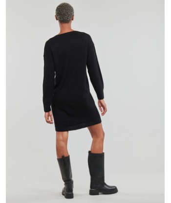 Robe courte femmes Pieces PCJULIANA LS V-NECK KNIT DRESS NOOS BC Noir