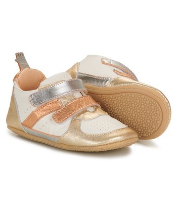 Baskets basses enfant filles Easy Peasy MY PRE BASKET VELCRO Doré