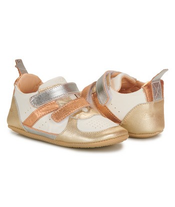Baskets basses enfant filles Easy Peasy MY PRE BASKET VELCRO Doré