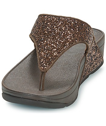 Tongs femmes FitFlop Lulu Glitter Toe-Thongs Marron