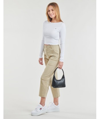 T-shirt femmes Tommy Jeans TJW RUCHE RIB TOP LS Blanc