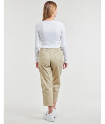 T-shirt femmes Tommy Jeans TJW RUCHE RIB TOP LS Blanc