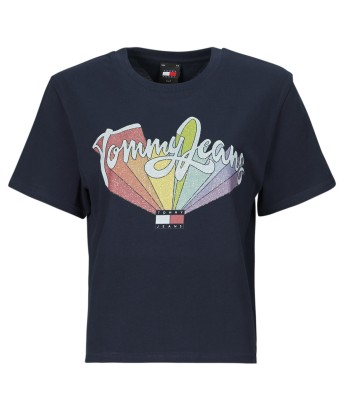 T-shirt femmes Tommy Jeans TJW BXY RAINBOW FLAG TEE Marine