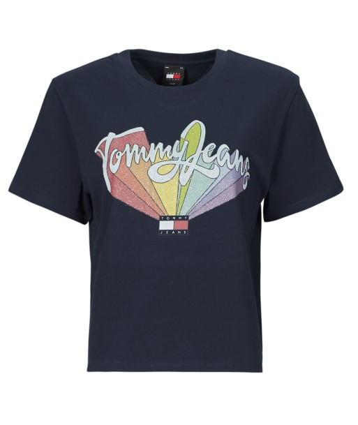 T-shirt femmes Tommy Jeans TJW BXY RAINBOW FLAG TEE Marine