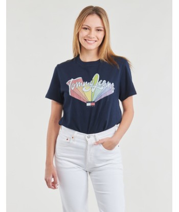 T-shirt femmes Tommy Jeans TJW BXY RAINBOW FLAG TEE Marine